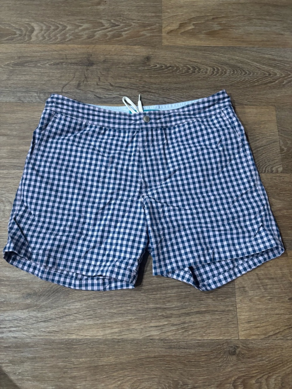 Bonobos Navy Pink Check Swim Trunks 5” Inseam Quick Dry Beach Shorts Men’s 31